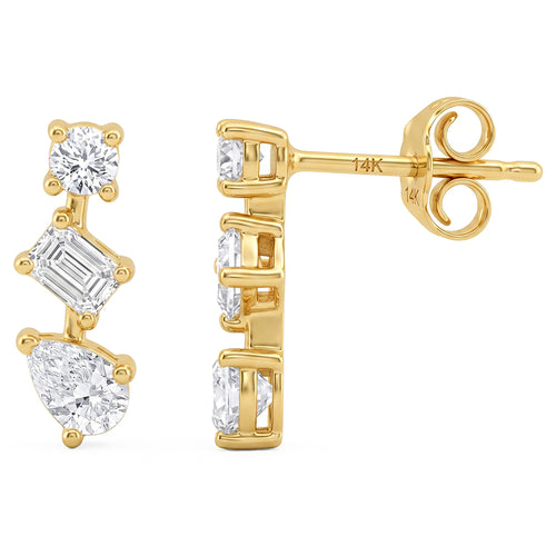 .95ct 14K Yellow Gold Diamond Earrings