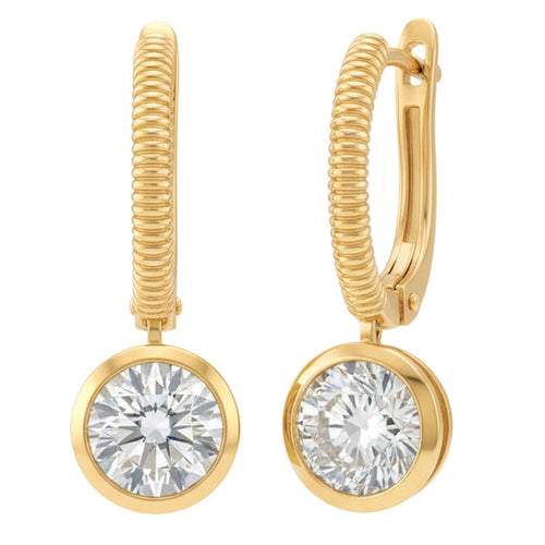 2.1ct 14K Yellow Gold Diamond Earrings