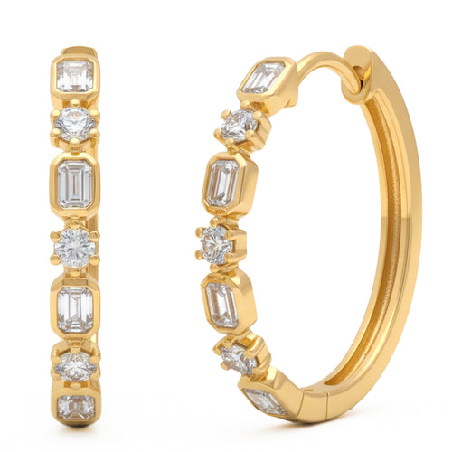 1ct 14K Yellow Gold Diamond Earrings