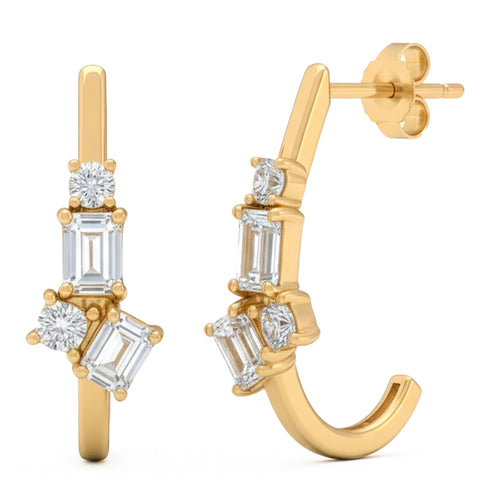 1ct 14K Yellow Gold Diamond Earrings