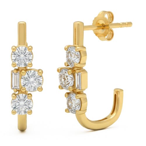 1ct 14K Yellow Gold Diamond Earrings