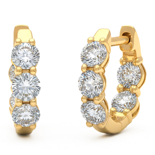 1ct 14K Yellow Gold Diamond Earrings