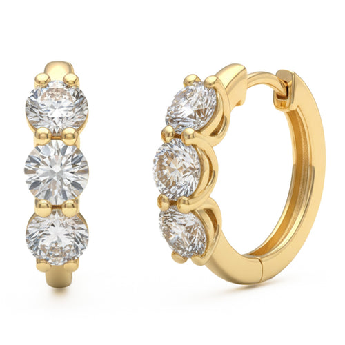 2.03ct 14K Yellow Gold Diamond Earrings