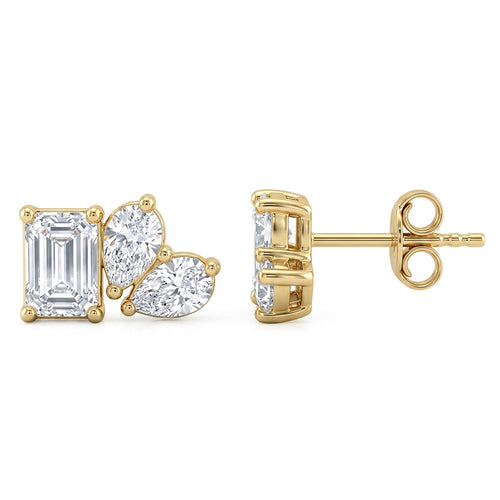 3.00ct 14K Yellow Gold Diamond Earrings