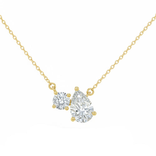 1.02ct 14K Yellow Gold Diamond Necklace 16+2