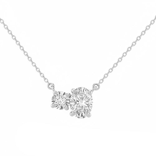 1.04ct 14K White Gold Diamond Necklace 16+2