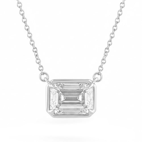 2.06ct 14K White Gold Diamond Necklace 16+2