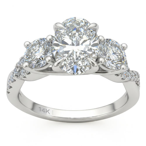 3.27ct 14K White Gold Diamond Ring Size 6.5