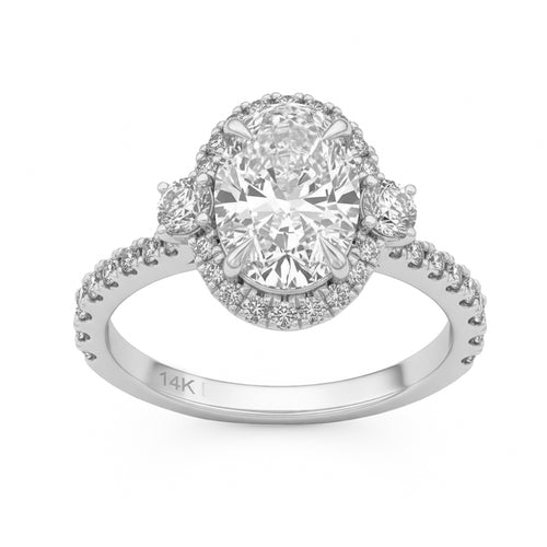 2.75ct 14K White Gold Diamond Ring Size 6.5
