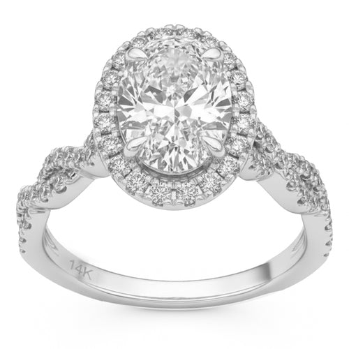 2.6ct 14K White Gold Diamond Ring Size 6.5