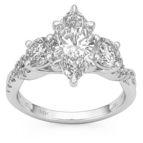 3.27ct 14K White Gold Diamond Ring Size 6.5