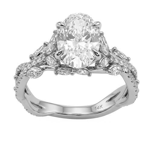 2.86ct 14K White Gold Diamond Ring Size 6.5