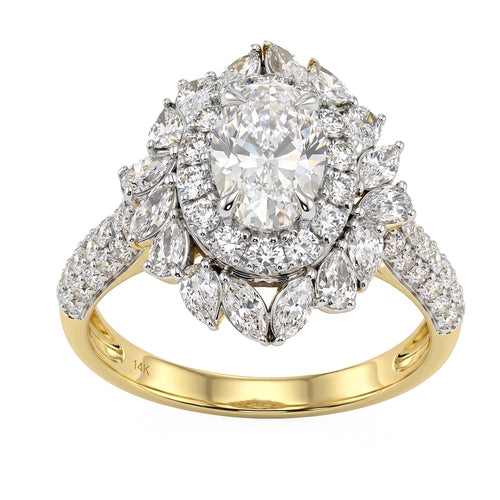 2.41ct 14K Yellow Gold Diamond Ring Size 6.5