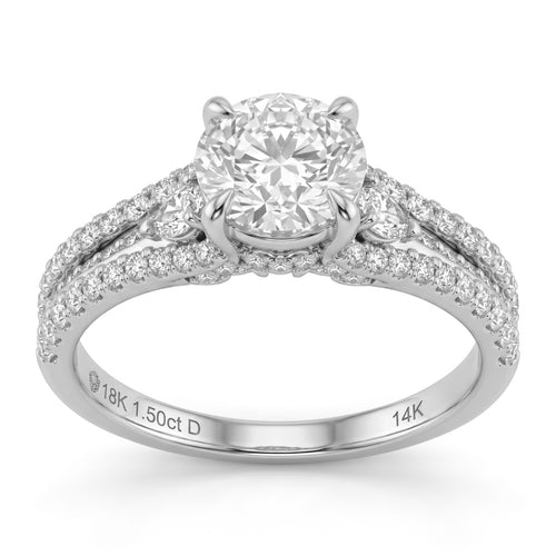 1.84ct 14K White Gold Diamond Ring Size 6.5