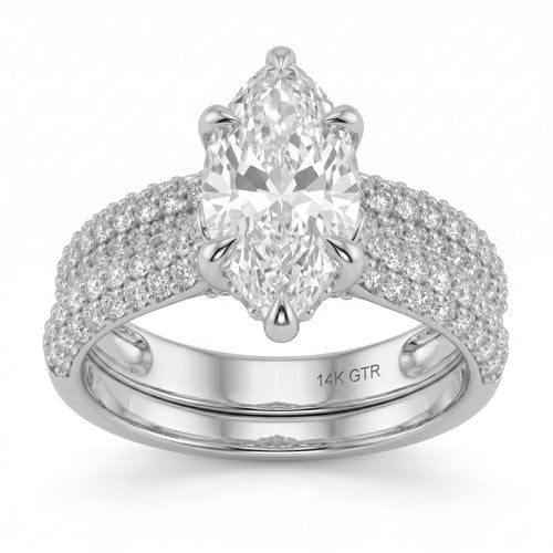 3.03ct 14K White Gold Diamond Ring Size 6.5