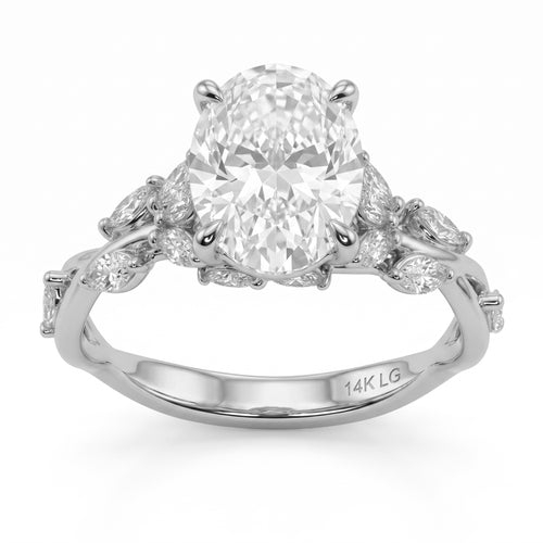 3.81ct 14K White Gold Diamond Ring Size 6.5