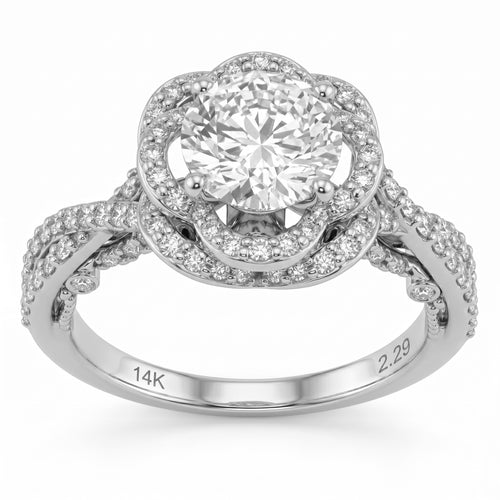 2.23ct 14K White Gold Diamond Ring Size 6.5