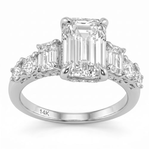 4.46ct 14K White Gold Diamond Ring Size 6.5