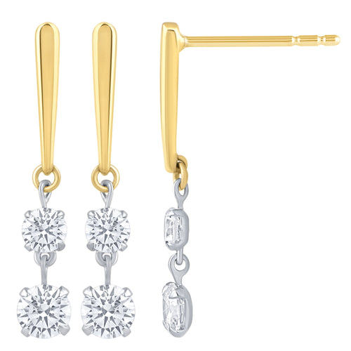.99ct 14K Yellow Gold Diamond Earrings