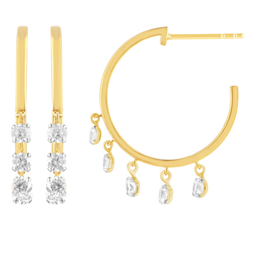 .98ct 14K Yellow Gold Diamond Earrings