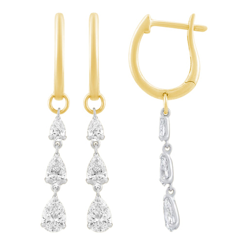 1.49ct 14K Two Tone Diamond Earrings