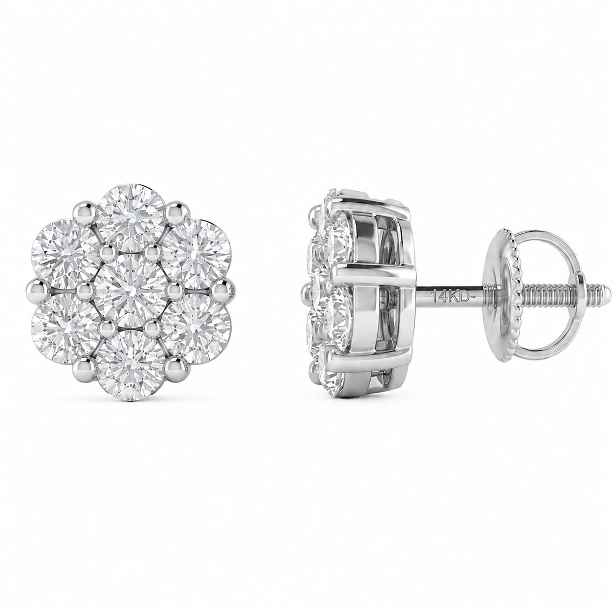 1.00ct 14K White Gold  Diamond Earrings
