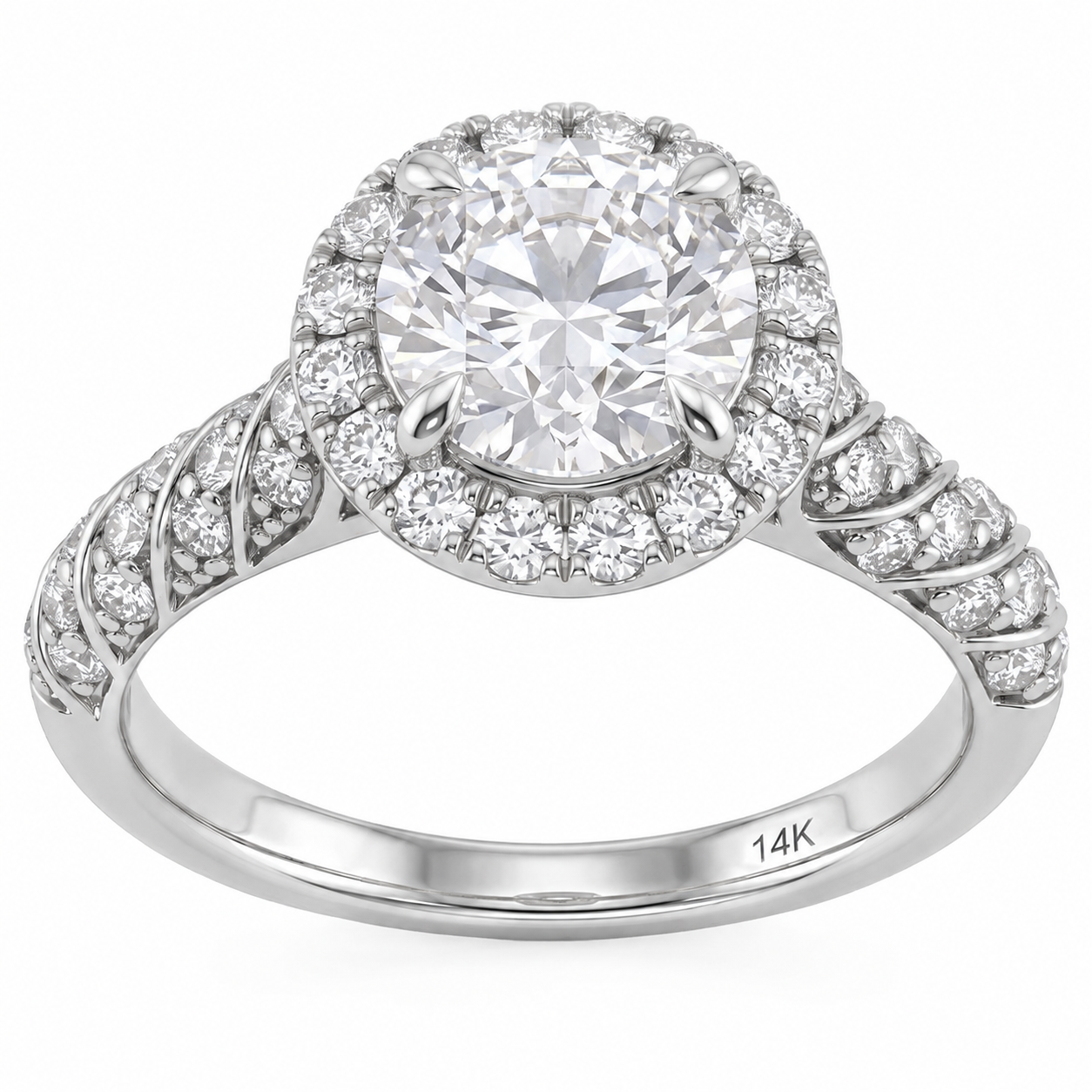 2.16ct 14K White Gold  Diamond Ring Size 6.5