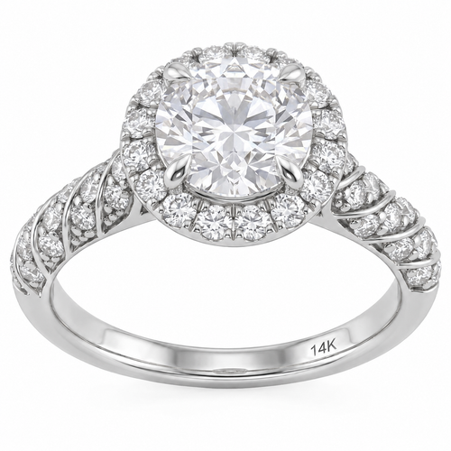 2.16ct 14K White Gold  Diamond Ring Size 6.5