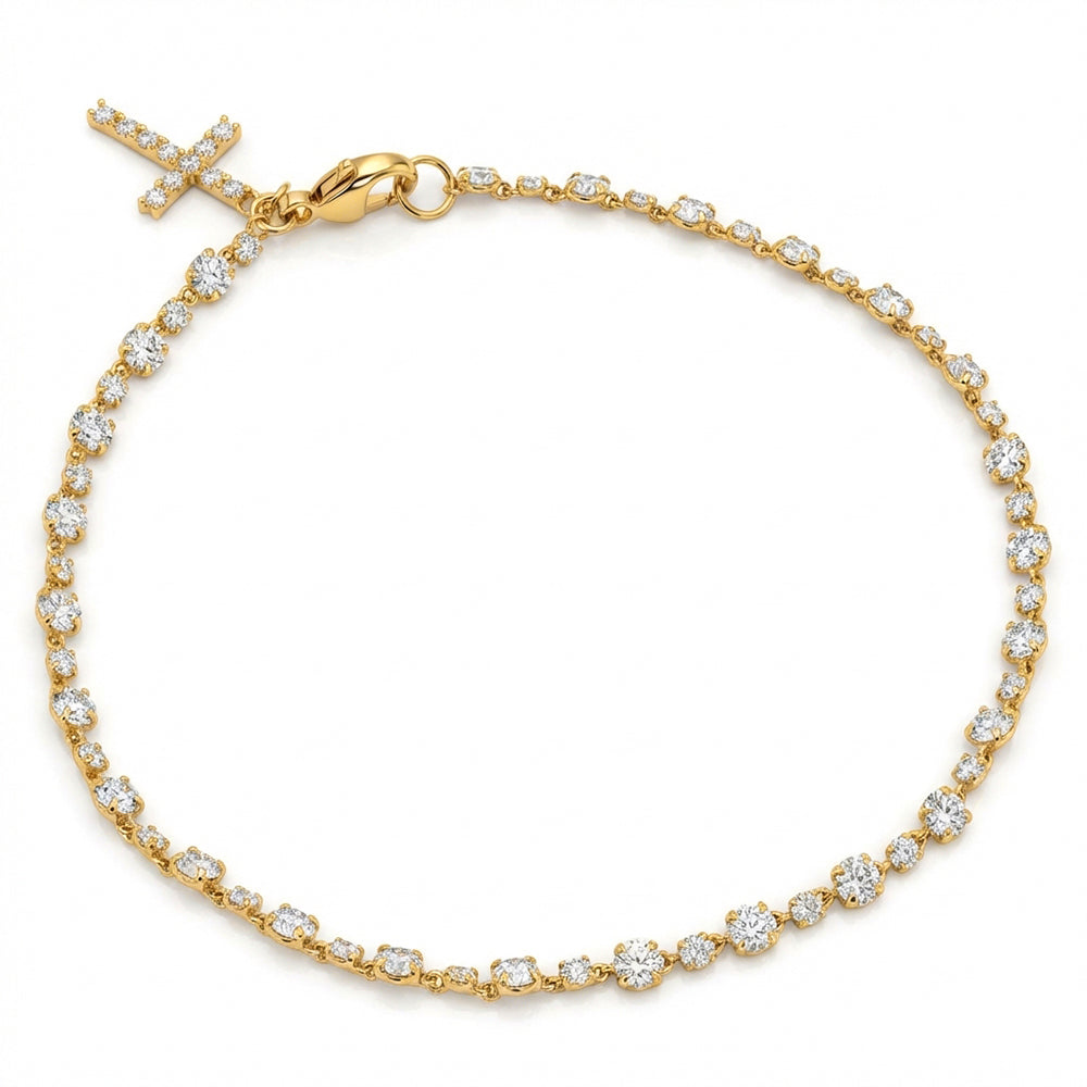 3.18ct 14K Yellow Gold  Diamond Bracelet 7
