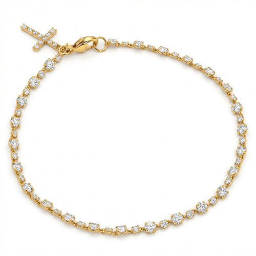 3.18ct 14K Yellow Gold  Diamond Bracelet 7
