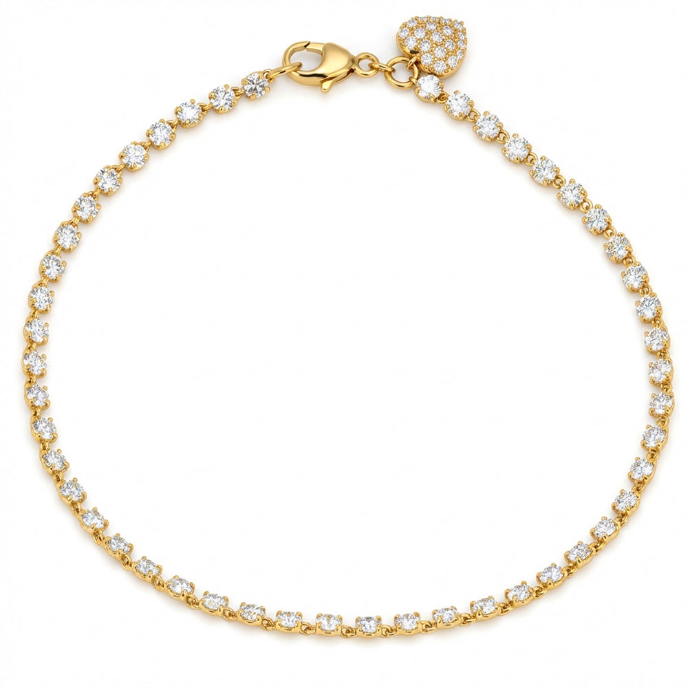 2.97ct 14K Yellow Gold  Diamond Bracelet 7