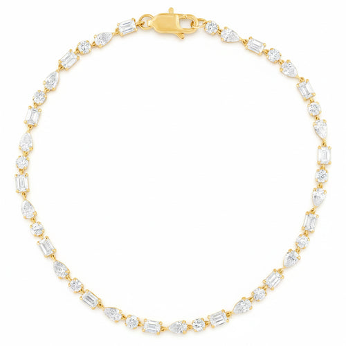 3.49ct 14K Yellow Gold  Diamond Bracelet 7