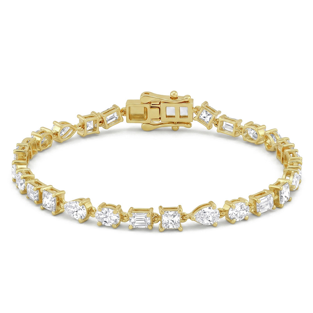 6.93ct 14K Yellow Gold  Diamond Bracelet 7