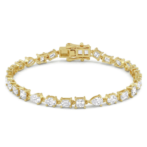 6.93ct 14K Yellow Gold  Diamond Bracelet 7