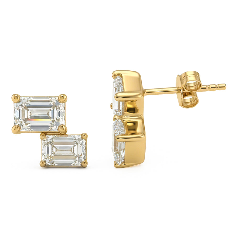 3.31ct 14K Yellow Gold  Diamond Earrings