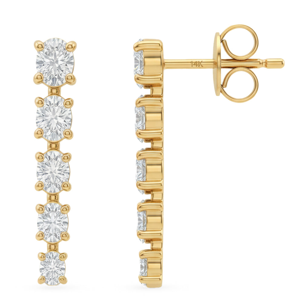 1.09ct 14K Yellow Gold  Diamond Earrings