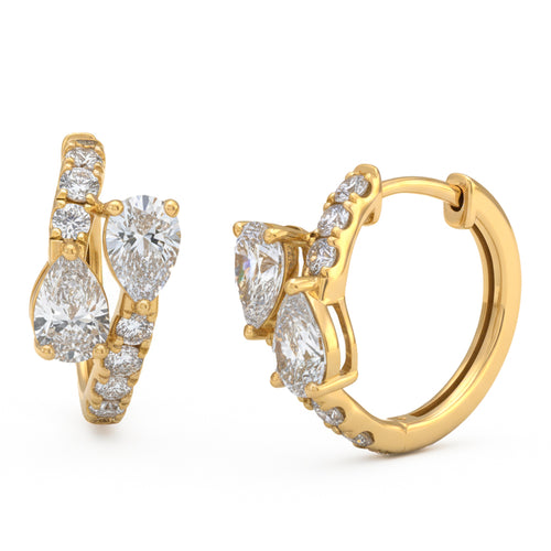 2.04ct 14K Yellow Gold  Diamond Earrings
