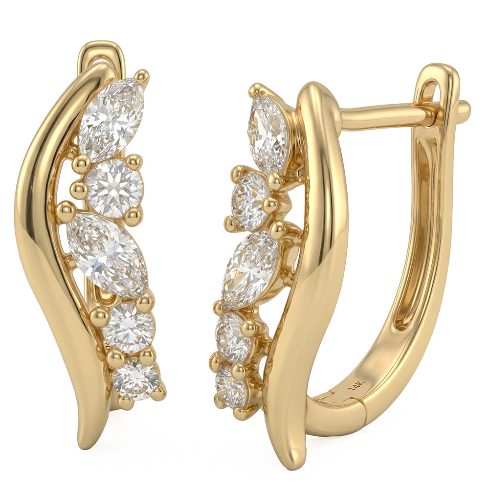 .98ct 14K Yellow Gold  Diamond Earrings