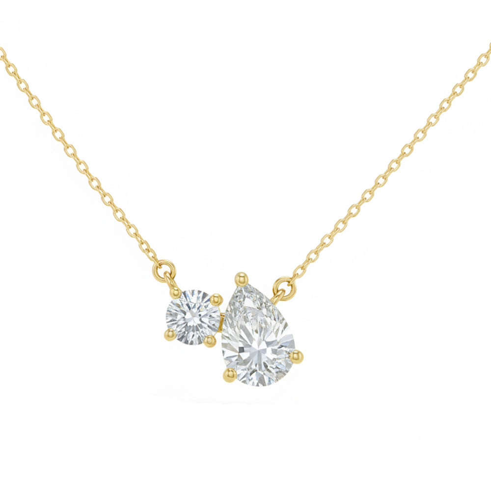 1.02ct 14K Yellow Gold  Diamond Necklace 16+2