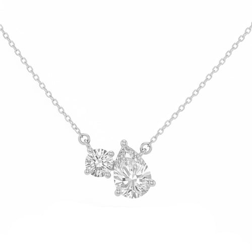 1.04ct 14K White Gold  Diamond Necklace 16+2