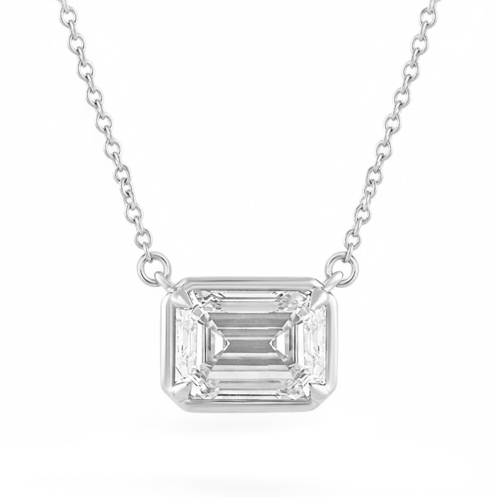 2.06ct 14K White Gold  Diamond Necklace 16+2