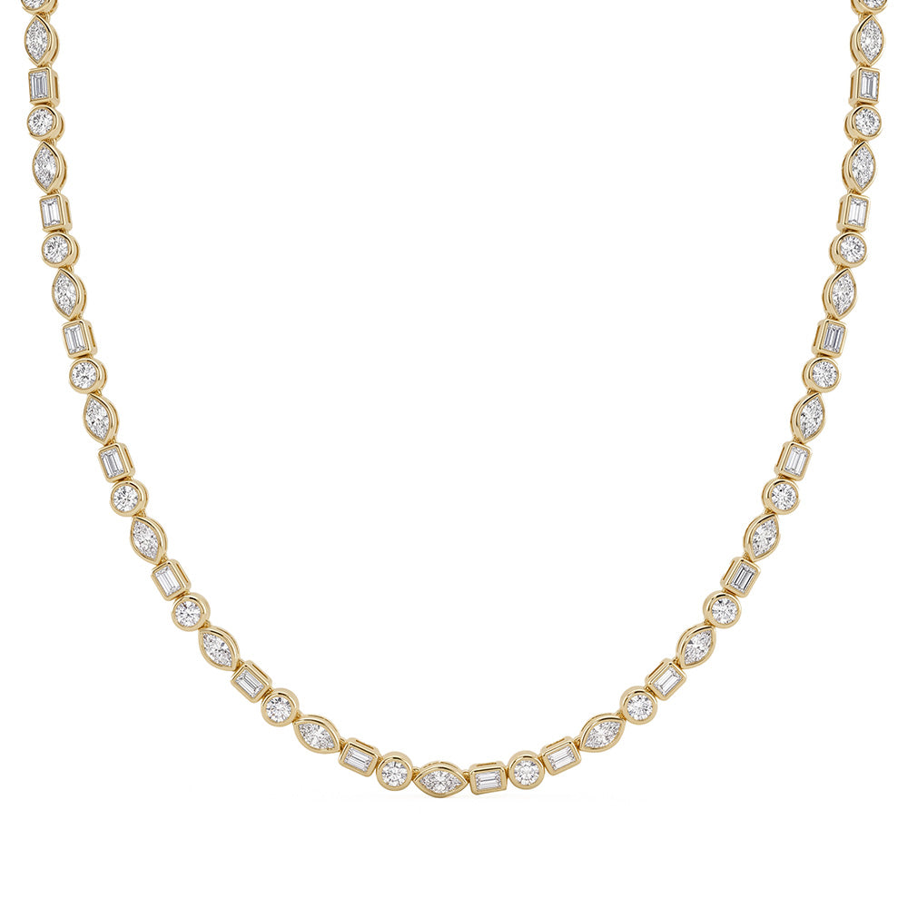 8.70ct 14K Yellow Gold  Diamond Necklace 16