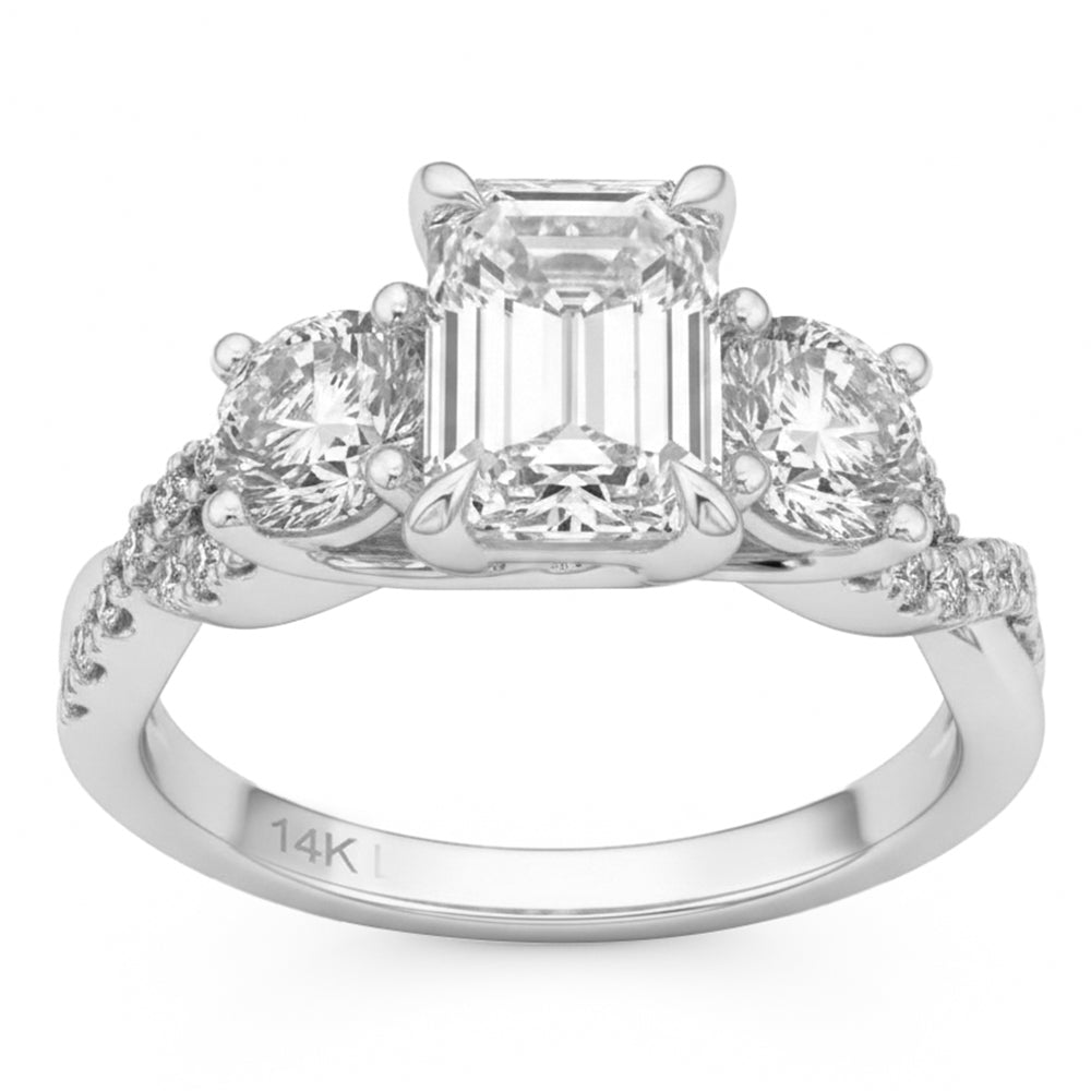 3.27ct 14K White Gold  Diamond Ring Size 6.5