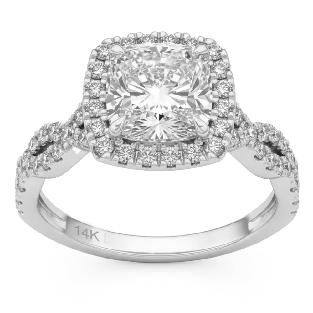 2.6ct 14K White Gold  Diamond Ring Size 6.5