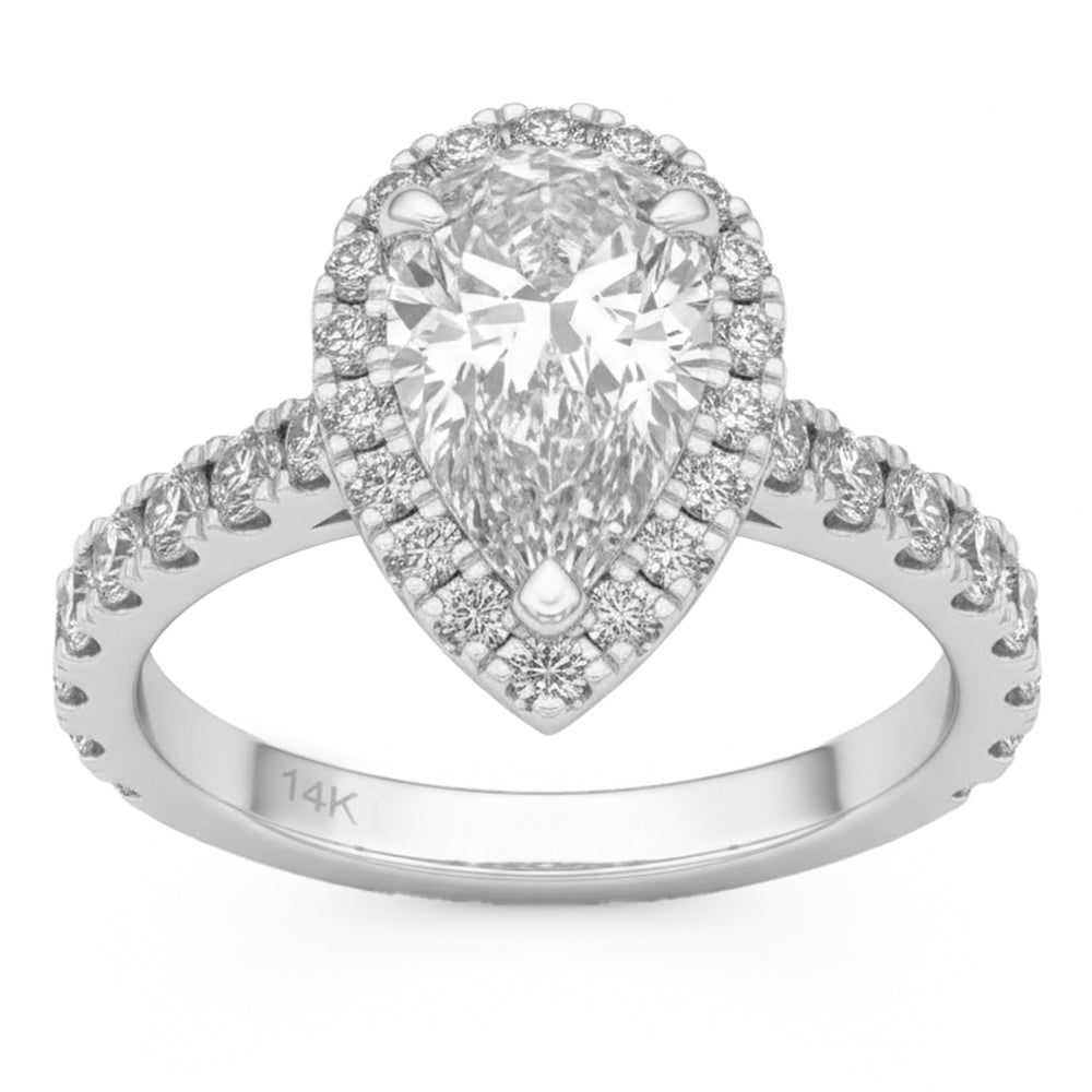 2.8ct 14K White Gold  Diamond Ring Size 6.5