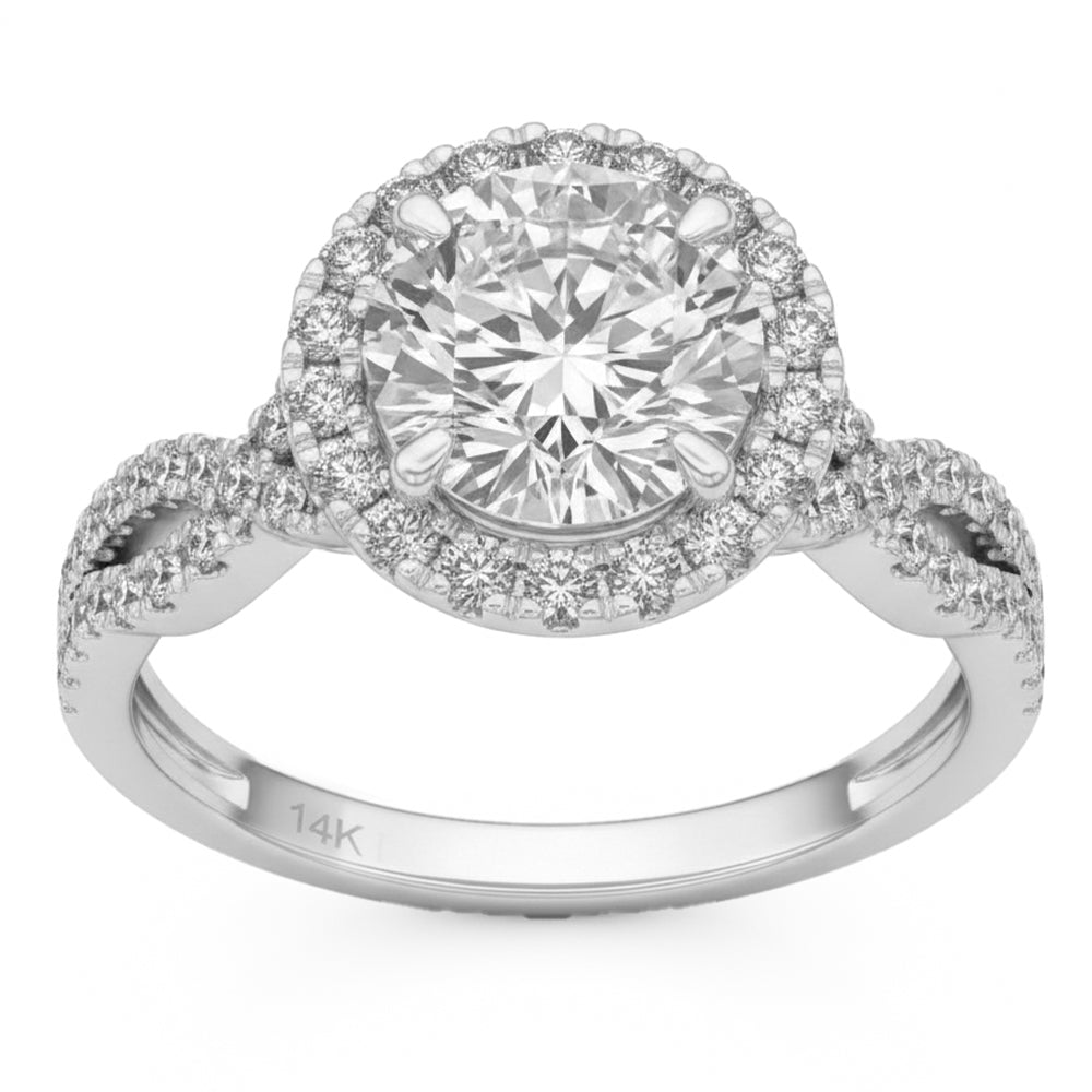 2.63ct 14K White Gold  Diamond Ring Size 6.5