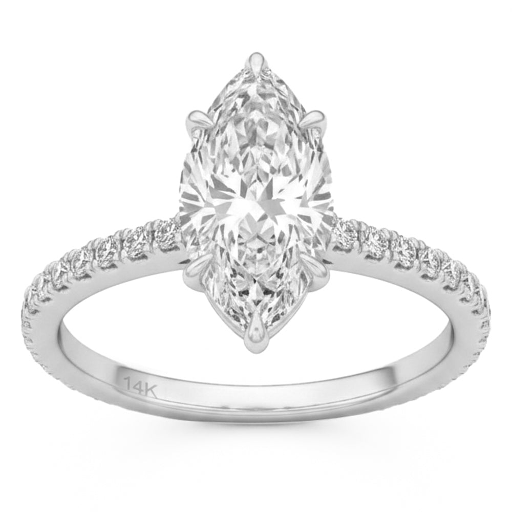 2.42ct 14K White Gold  Diamond Ring Size 6.5