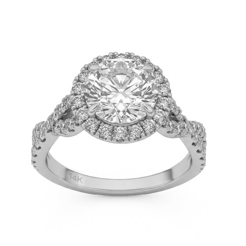 2.8ct 14K White Gold  Diamond Ring Size 6.5