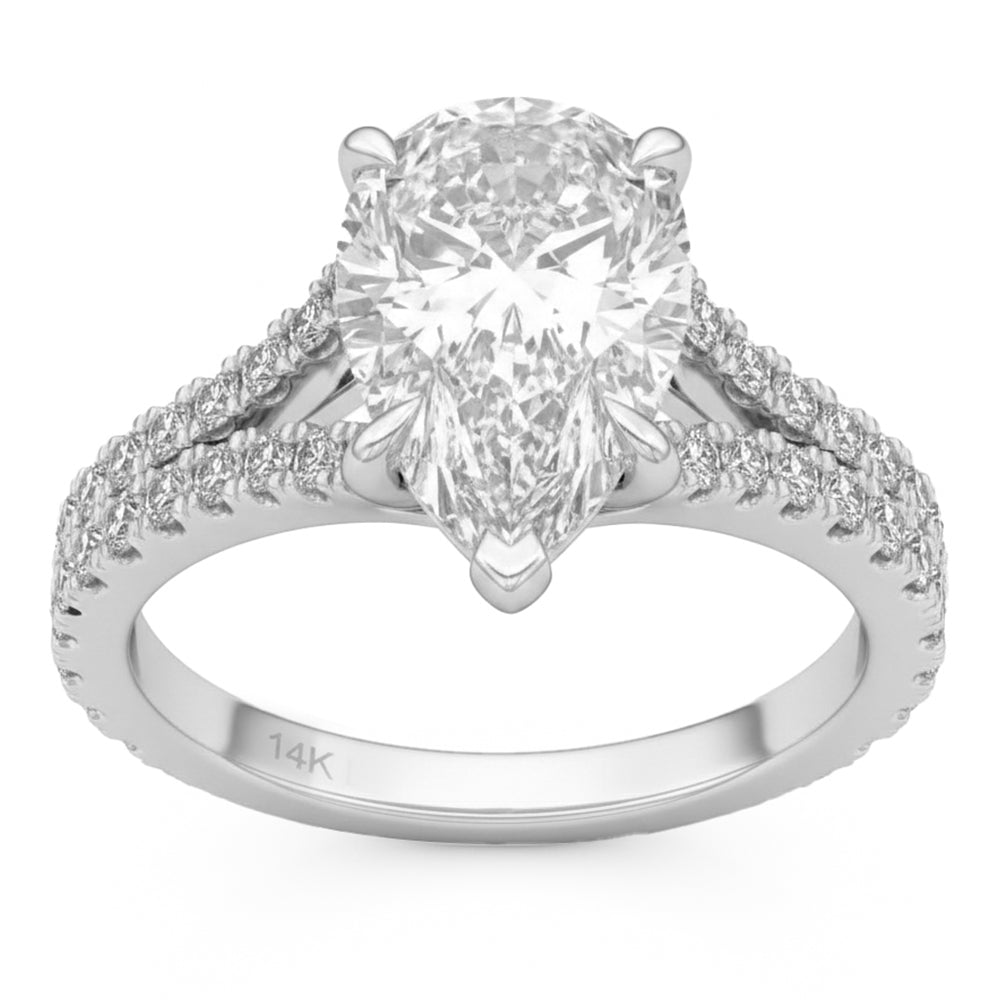 3.8ct 14K White Gold  Diamond Ring Size 6.5