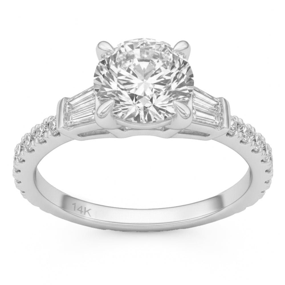 2.47ct 14K White Gold  Diamond Ring Size 6.5